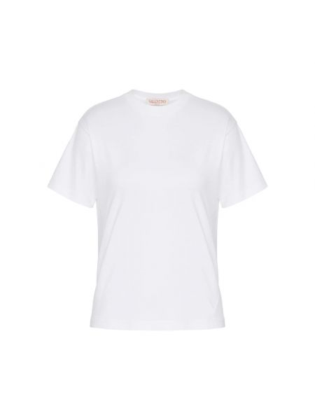 Koszulka bawełniana z okrągłym dekoltem Valentino biała