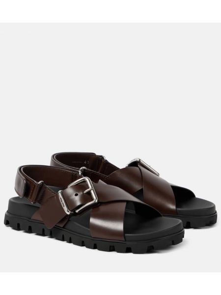 Lær sandaler Miu Miu brun