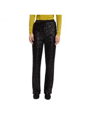 Pantalones con lentejuelas unicolor Esprit Collection negro