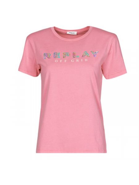 Koszulka z krótkim rękawem Replay różowa