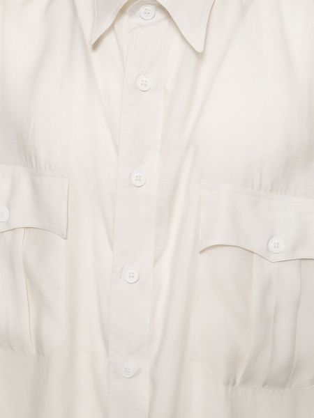 Chemise en soie avec manches courtes en lyocell Giorgio Armani blanc