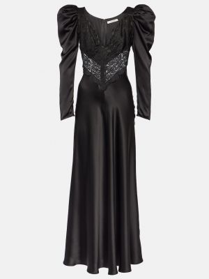 Платье макси из шелкового кружева Rodarte черный