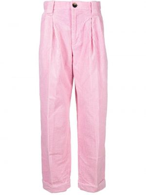 Samt hlače bootcut Ganni ružičasta