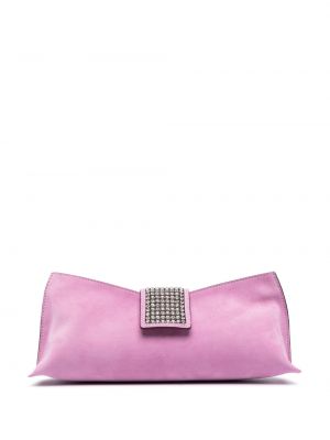 Кожени чанта тип „портмоне“ с кристали Manu Atelier розово