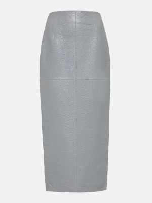 Falda midi ajustada de cuero Prada azul