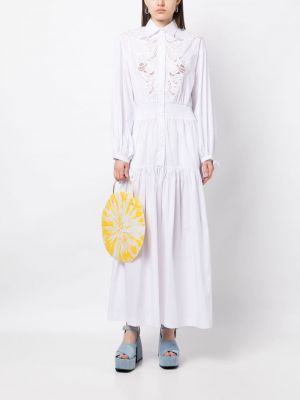 Krajkové bavlněné dlouhé šaty Ermanno Firenze bílé