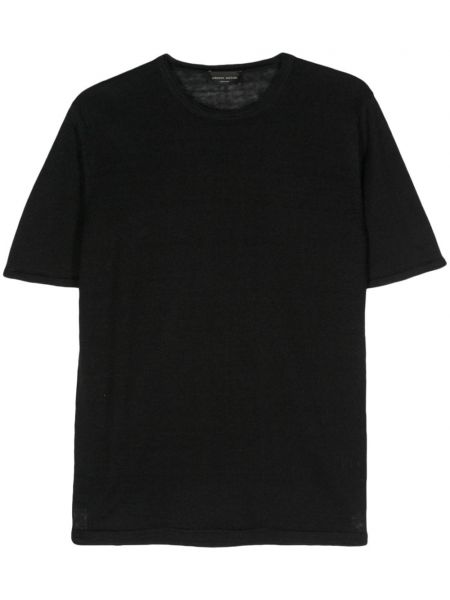 Ľanové tričko Roberto Collina čierna
