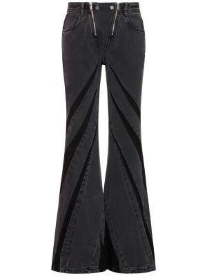 Zvonové džíny s nízkým pasem na zip Dion Lee černé