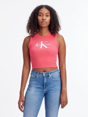 Růžový crop top Calvin Klein Jeans