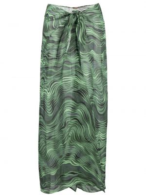 Lněné midi sukně s potiskem Cult Gaia - zelená