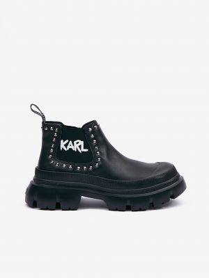 Кожени обувки до глезена Karl Lagerfeld черно