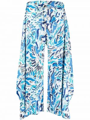 Pantalones con estampado con estampado abstracto plisados Pleats Please Issey Miyake azul