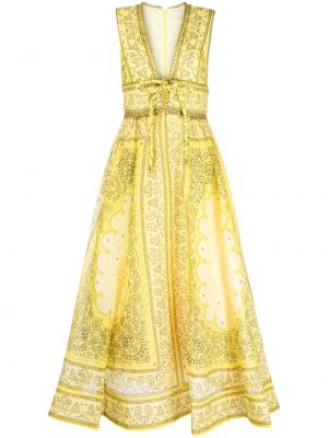 Midi šaty s potiskem s paisley potiskem Zimmermann žluté