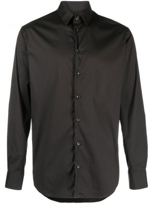 Pérová slim fit košeľa na gombíky Giorgio Armani čierna