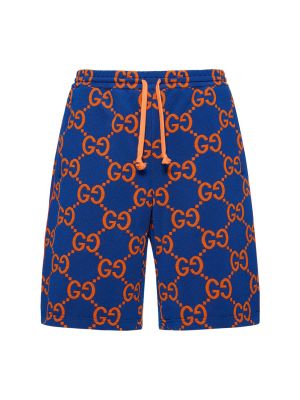 Pantaloni scurți din jacard Gucci albastru