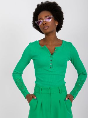 Tričko s dlouhým rukávem s dlouhými rukávy Fashionhunters zelené