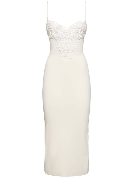 Μίντι φόρεμα με κέντημα με διαφανεια Galvan λευκό