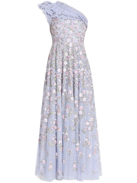 Kvetinové koktejlkové šaty Needle & Thread fialová