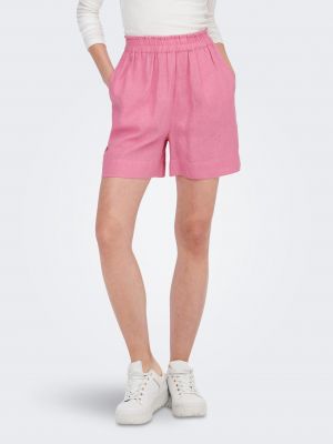 Pantaloni scurți de in Only roz