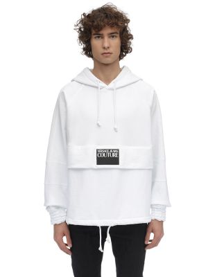 Hoodie di cotone oversize Versace Jeans Couture bianco