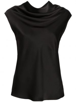 Сатенена блуза с v-образно деколте Philosophy Di Lorenzo Serafini черно