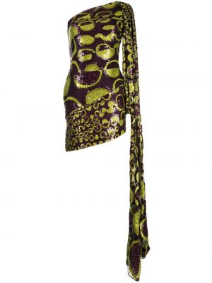 Коктейлна рокля бродирана от тюл Elie Saab виолетово