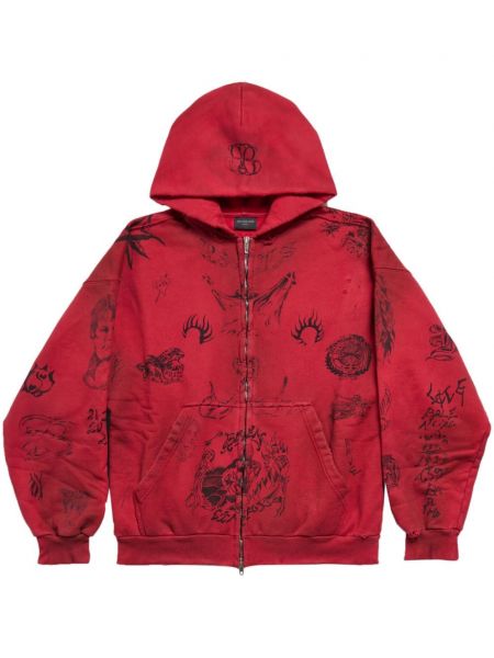 Pamučna hoodie s kapuljačom s patentnim zatvaračem Balenciaga