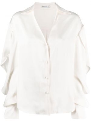 Drapiruota marškiniai v formos iškirpte Simkhai balta