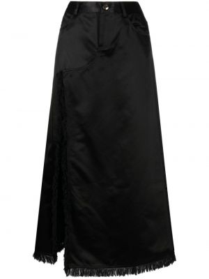 Saténová dlhá sukňa Cynthia Rowley čierna