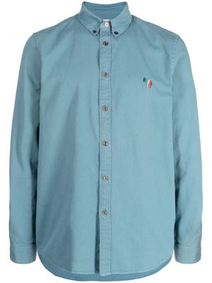 Bombažna srajca z zebra vzorcem Ps Paul Smith modra