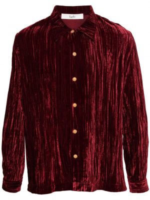 Camicia in velluto pieghettata Séfr rosso