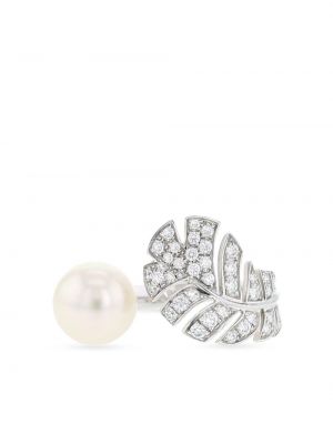 Chanel Pre-Owned white gold Plume de Chanel diamond and pearl ring - Argento Chanel Pre-owned