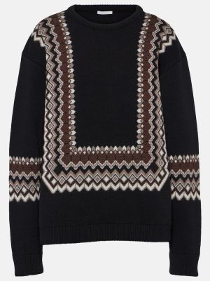 Žakardinis vilnonis megztinis Chloã© juoda