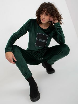 Velurové nohavice Fashionhunters zelená
