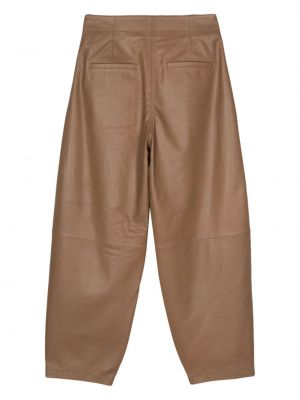 Spodnie skórzane Yves Salomon brązowe