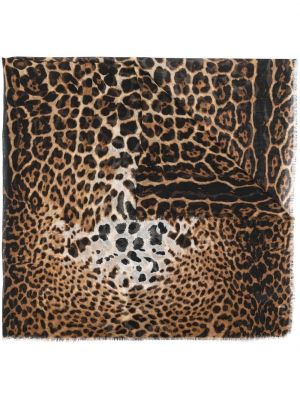 Плетен шал с принт с леопардов принт Saint Laurent кафяво