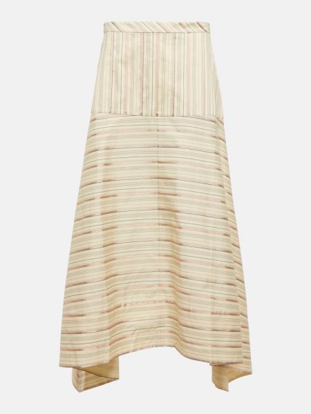 Pruhovaná bavlnená hodvábna midi sukňa Joseph béžová