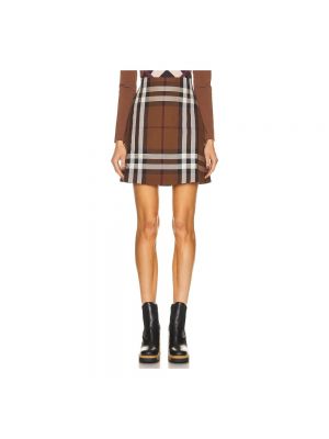 Mini falda de lana con bolsillos Burberry marrón