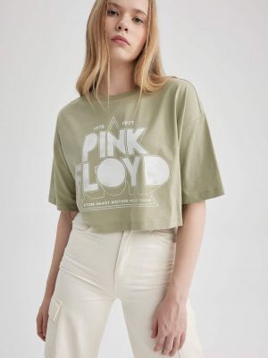 Koszulka z nadrukiem z krótkim rękawem oversize Defacto różowa