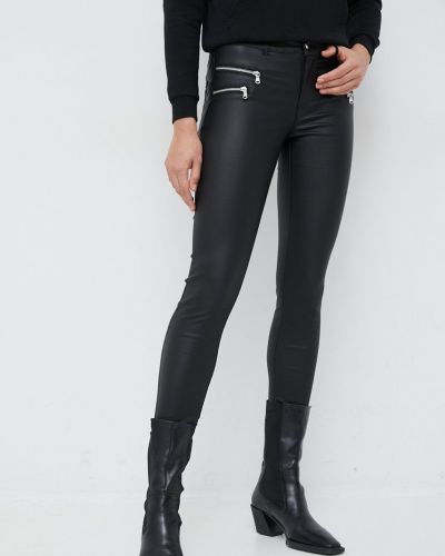 Vero Moda nadrág női, fekete, közepes derékmagasságú testhezálló