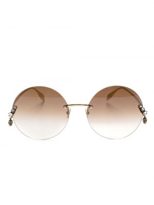 Okulary przeciwsłoneczne z kryształkami Alexander Mcqueen Eyewear złote