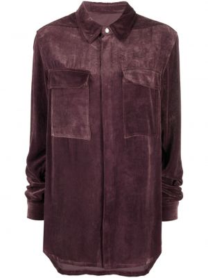 Zamatová košeľa Rick Owens fialová