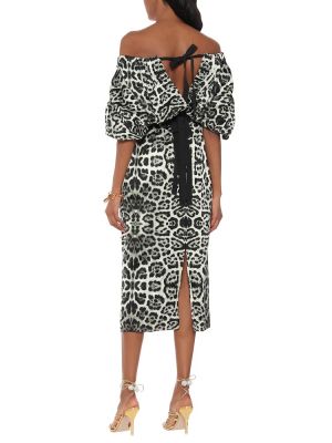 Midi šaty s potlačou s leopardím vzorom Dries Van Noten čierna