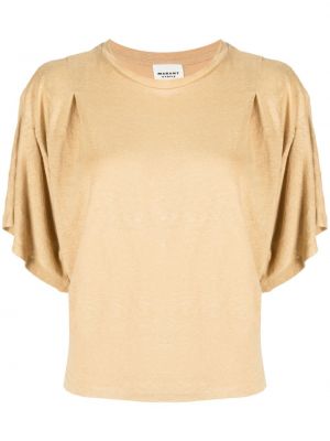 Ľanové tričko Marant Etoile hnedá