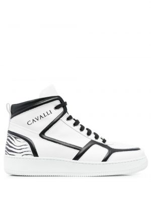 Sebra-trykk trykt sneakers Roberto Cavalli hvit