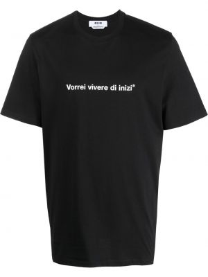 Βαμβακερή μπλούζα με σχέδιο Msgm μαύρο