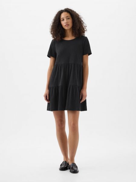 Mini šaty s krátkými rukávy s volány Gap černé
