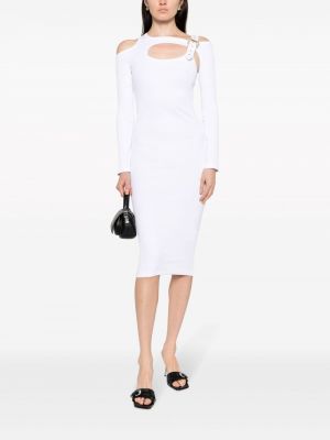 Sukienka midi na sprzączkę Versace Jeans Couture biała