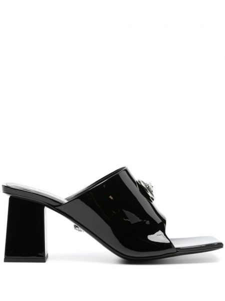 Papuci tip mules din piele Versace negru