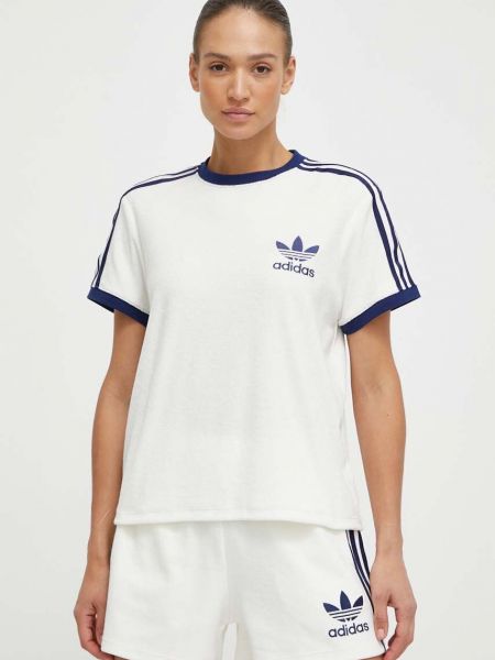 Pruhované tričko relaxed fit Adidas Originals bílé